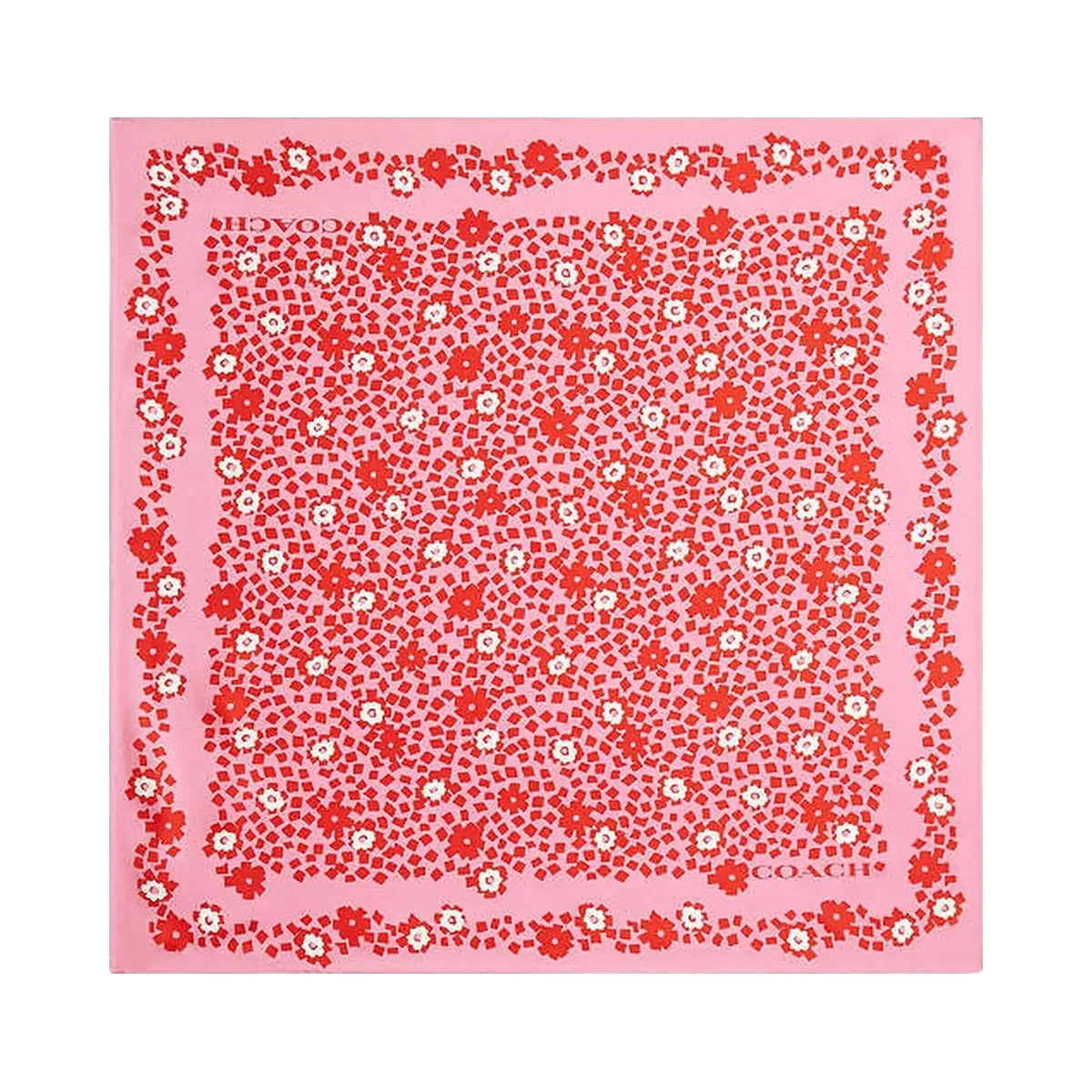 Coach Country Club Floral Print Silk Bandana Pink-Red - HypeFly India View 1