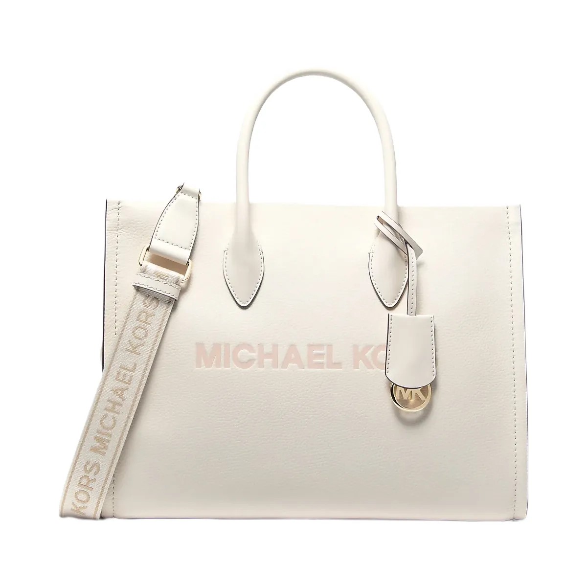 Michael Kors Mirella Medium Pebbled Leather Tote Bag Lt Cream - HypeFly India View 1