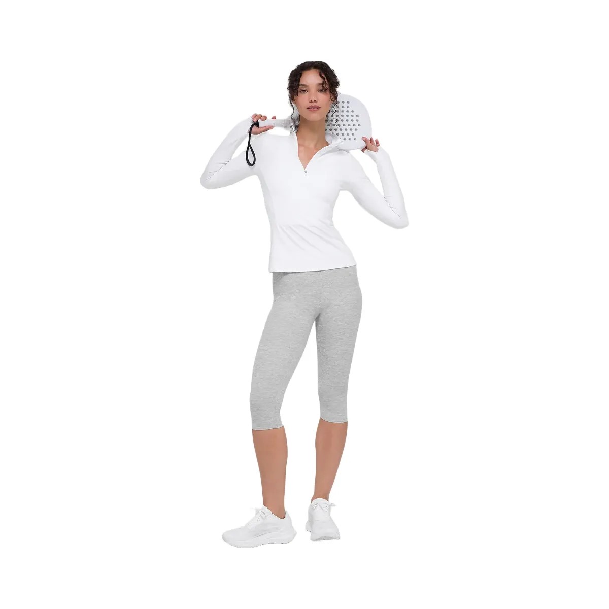Alo Women's Alosoft 1/2 Zip Rapid Pullover - White - HypeFly India View 4