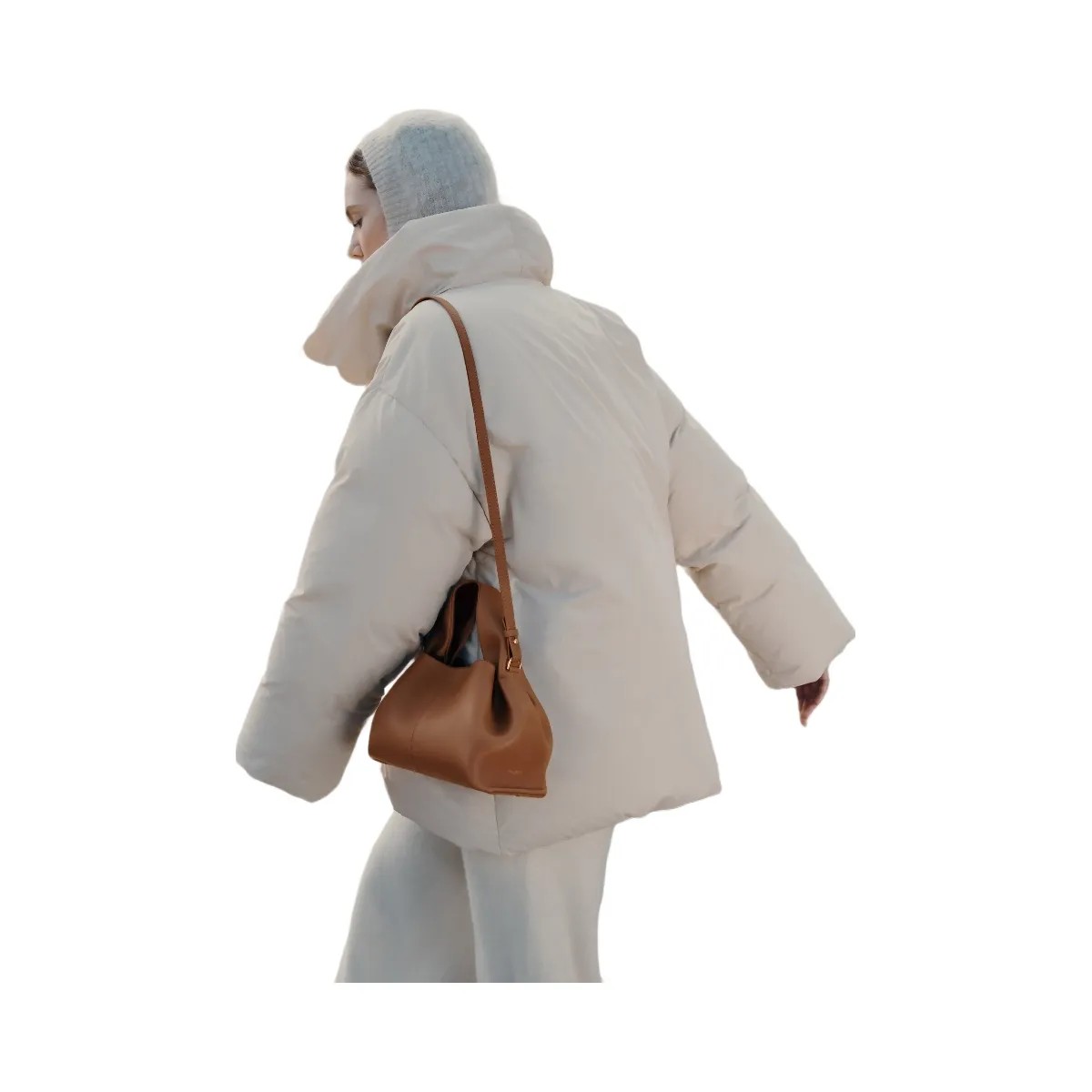 Polene Numero Neuf Mini Textured Camel - HypeFly India View 4