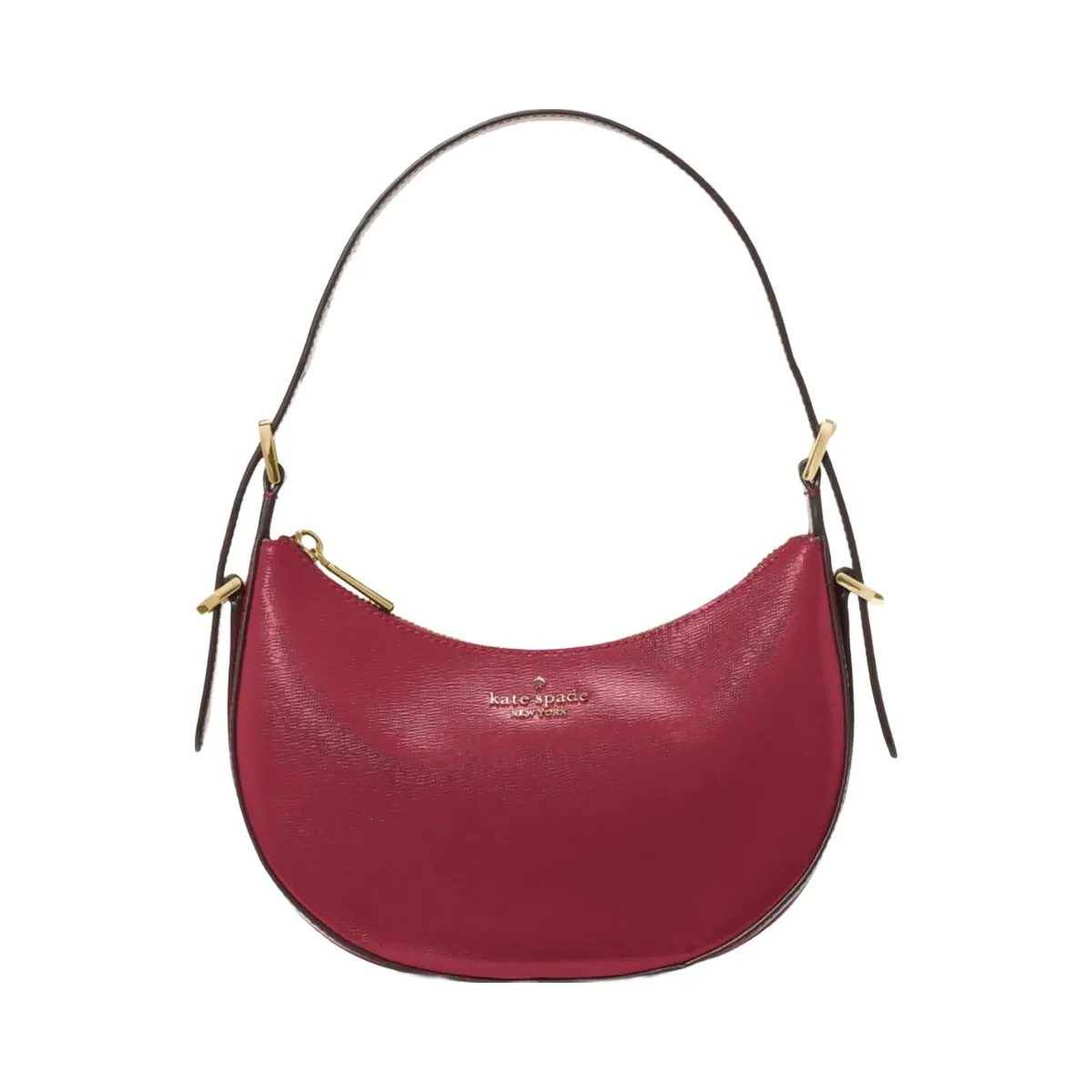Kate Spade Nova Textured Patent Leather Small Crescent Shoulder Bag Red Jam - HypeFly India View 1