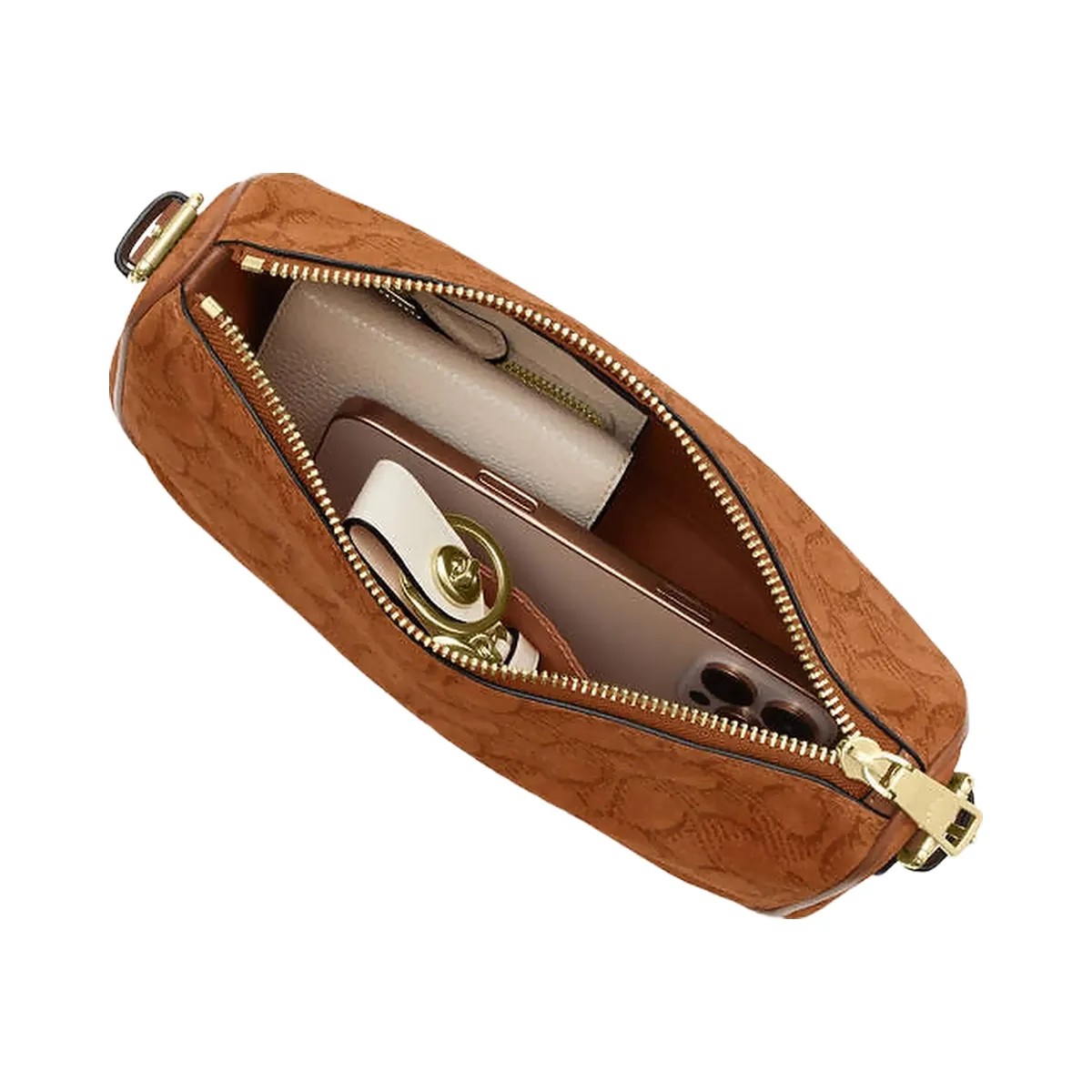 Coach Kailey Shoulder Bag In Signature Suede Suede-Im-Caramel - HypeFly India View 3