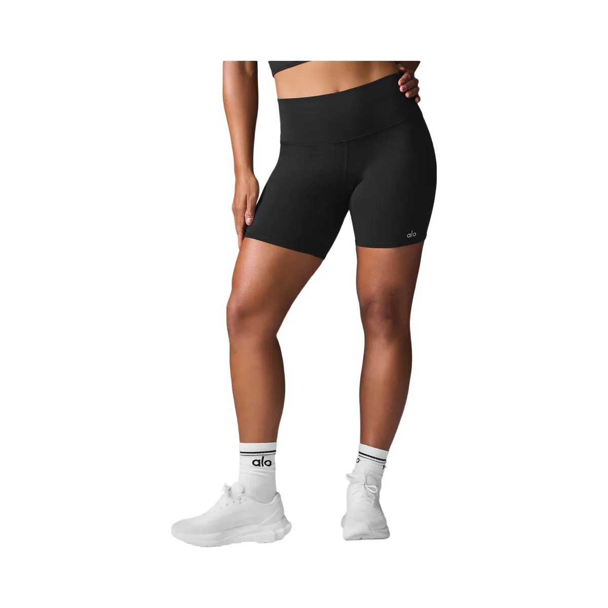 Alo Women's 5" Airbrush High-Waist Biker Short - Black - HypeFly India View 6