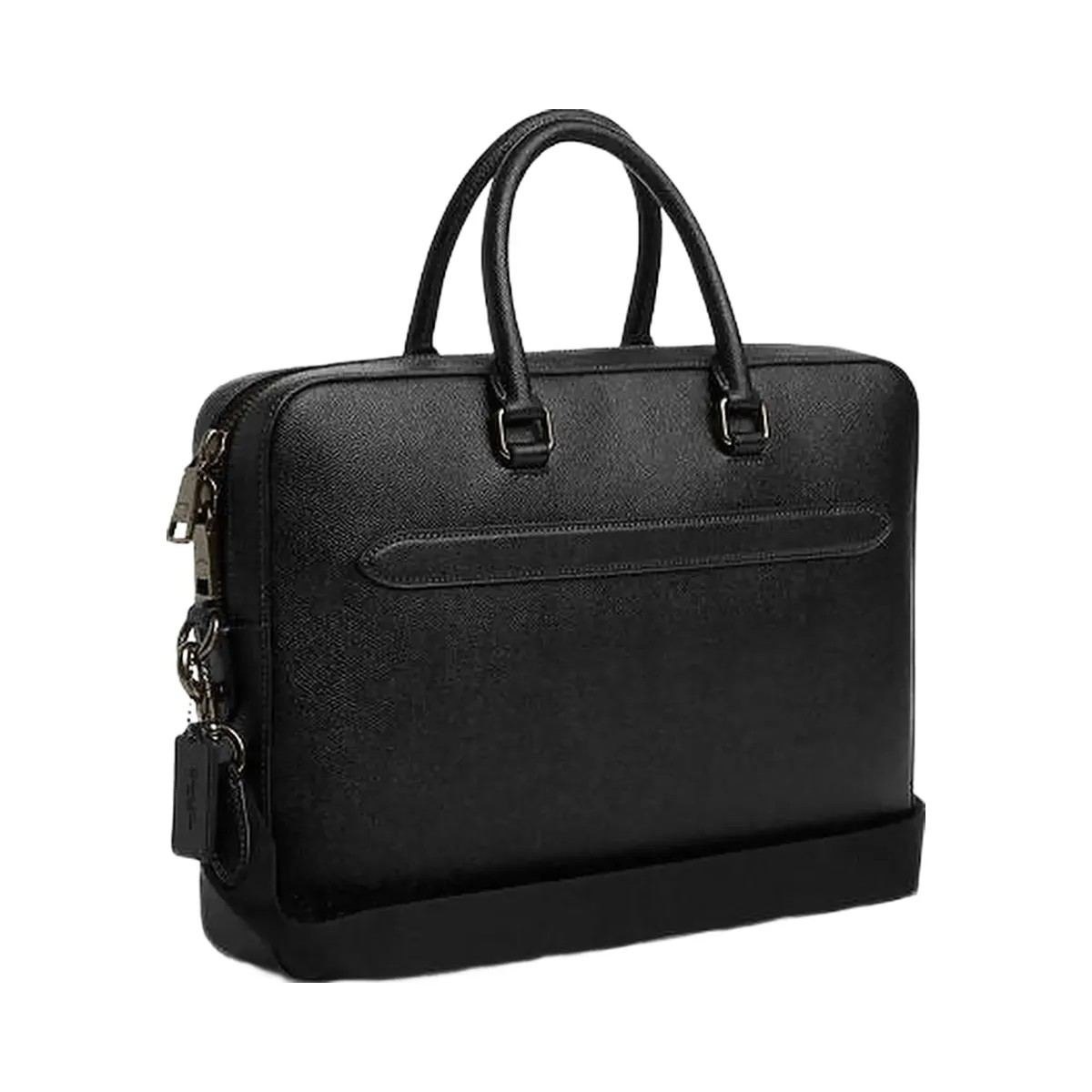 Coach Ethan Slim Brief Crossgrain Leather-Gunmetal-Black - HypeFly India View 4