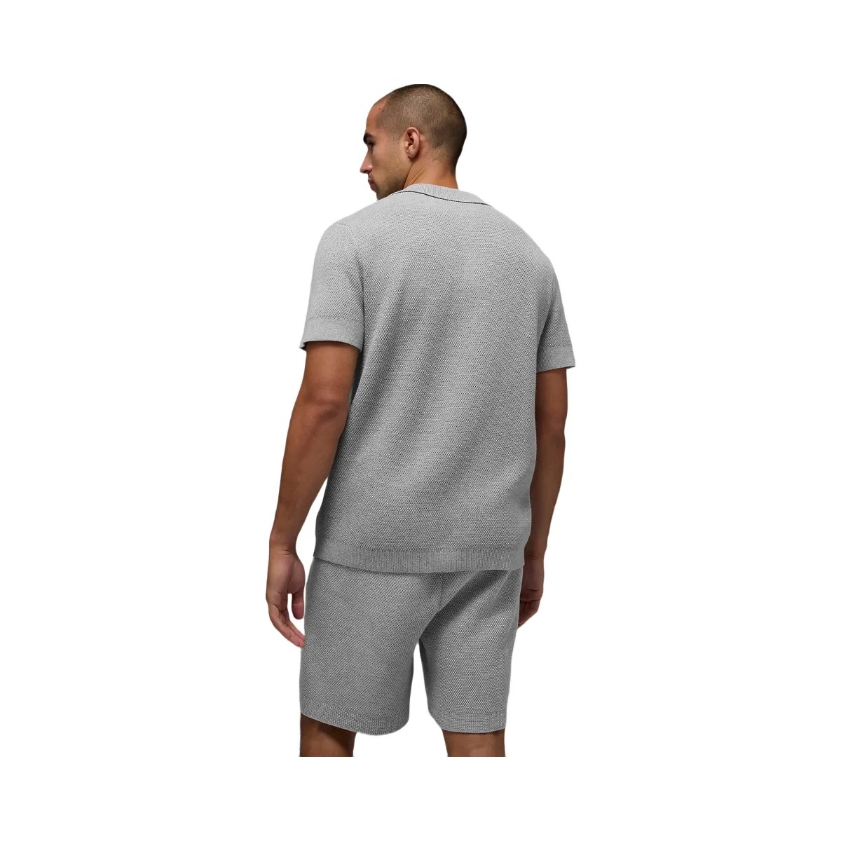 Alo Men's Sports Club Sweater Knit Polo - Athletic Heather Grey - HypeFly India View 5