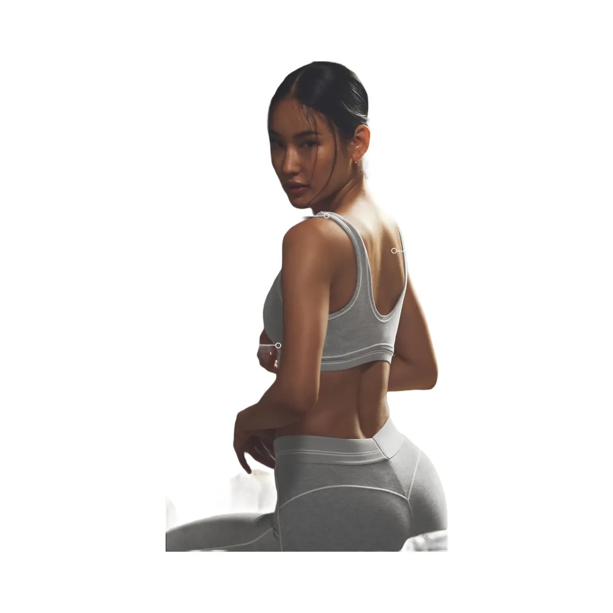 Alo Women's Alosoft Heart Throb Bra - Athletic Heather Grey/White - HypeFly India View 2
