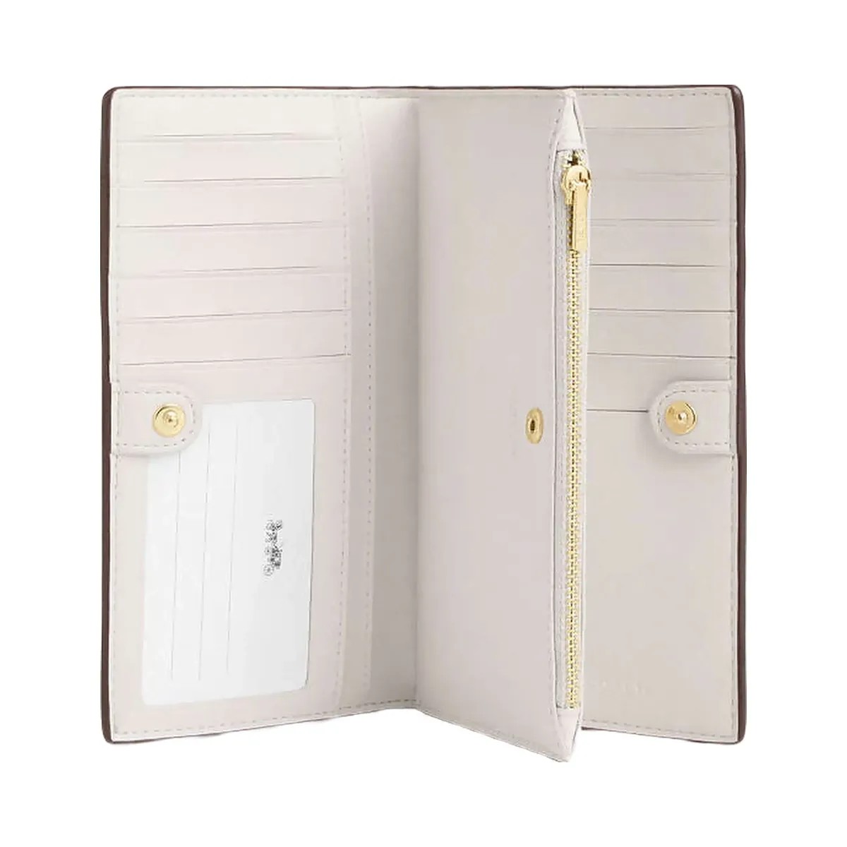 Coach Slim Zip Wallet In Signature Canvas Signature Canvas-Gold-Sand-Chalk - HypeFly India View 1