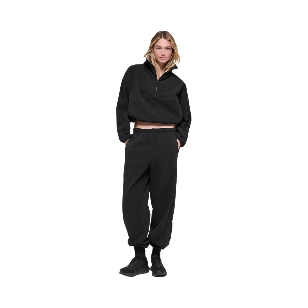 Alo Women's Polar Fleece Retreat Cover Up - Black - HypeFly India View 5