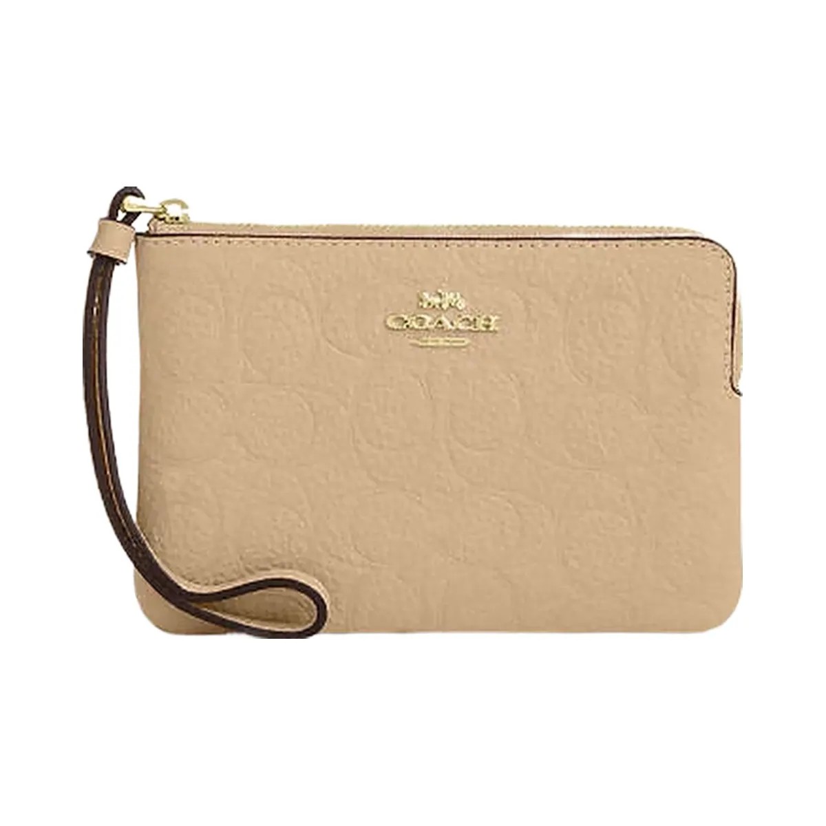 Coach Corner Zip Wristlet In Signature Leather Pebbled Leather-Im-Oat - HypeFly India View 1