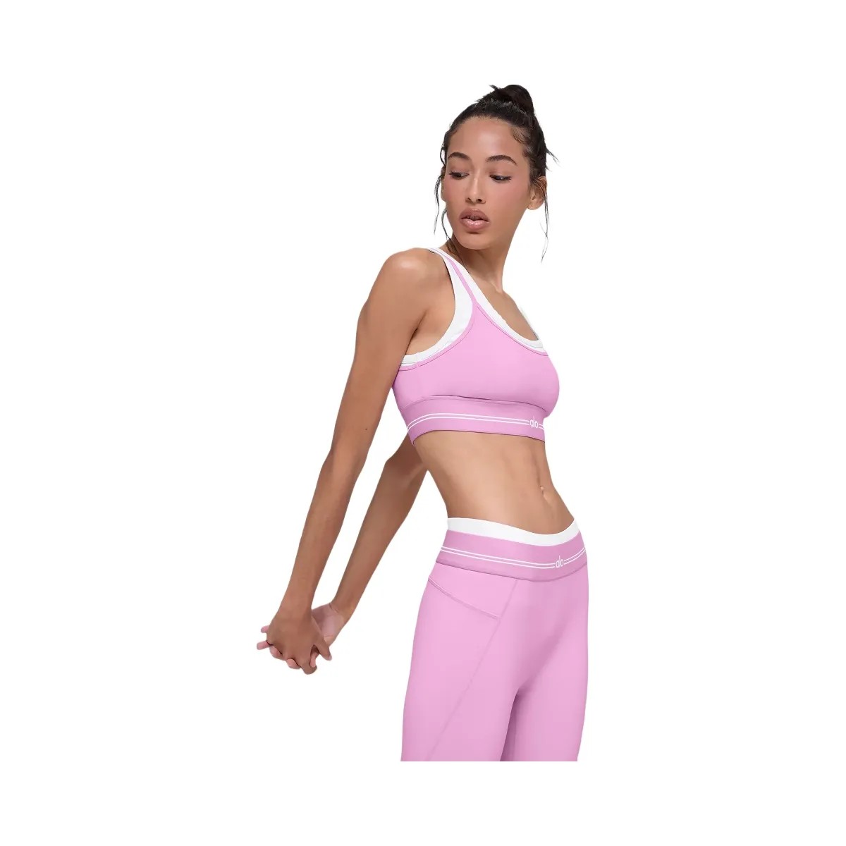Alo Women's Airbrush Better Together Bra - Candy Heart Pink/White - HypeFly India View 3