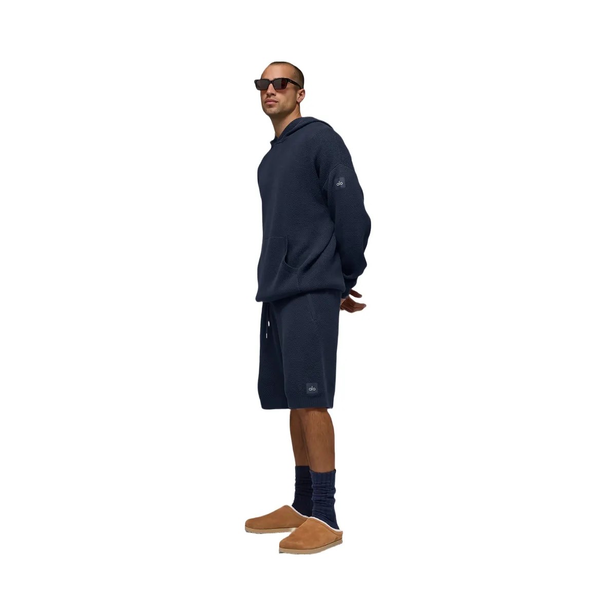 Alo Men's Sports Club Sweater Knit Hoodie - Navy - HypeFly India View 5