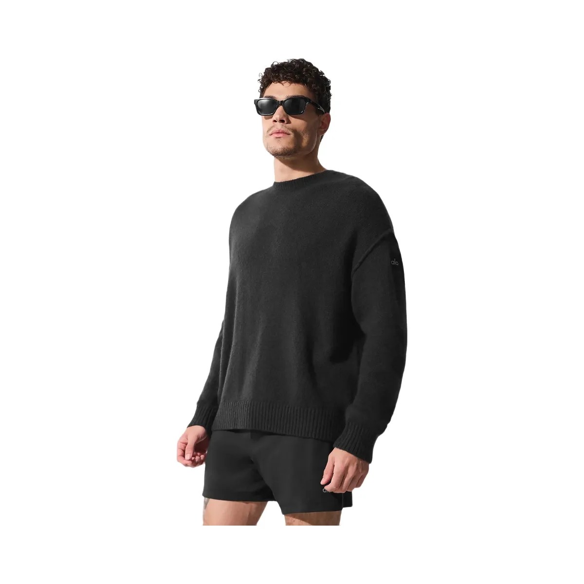 Alo Men's Unisex Wool Cashmere New Class Crewneck Sweater - Black - HypeFly India View 2