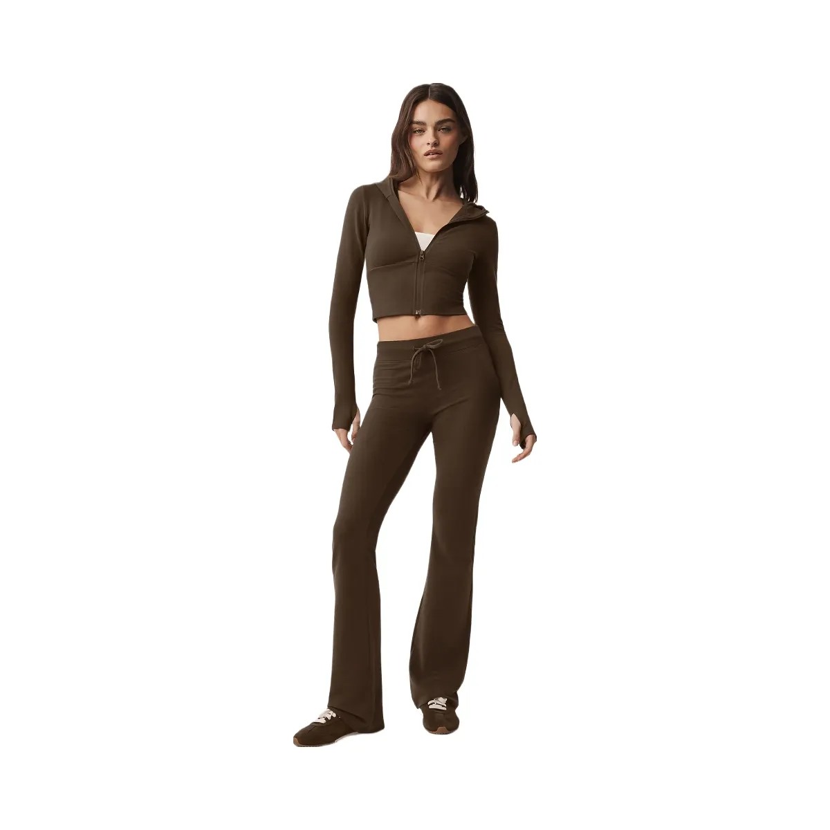 Alo Women's Sway Full Zip Hoodie - Espresso - HypeFly India View 4