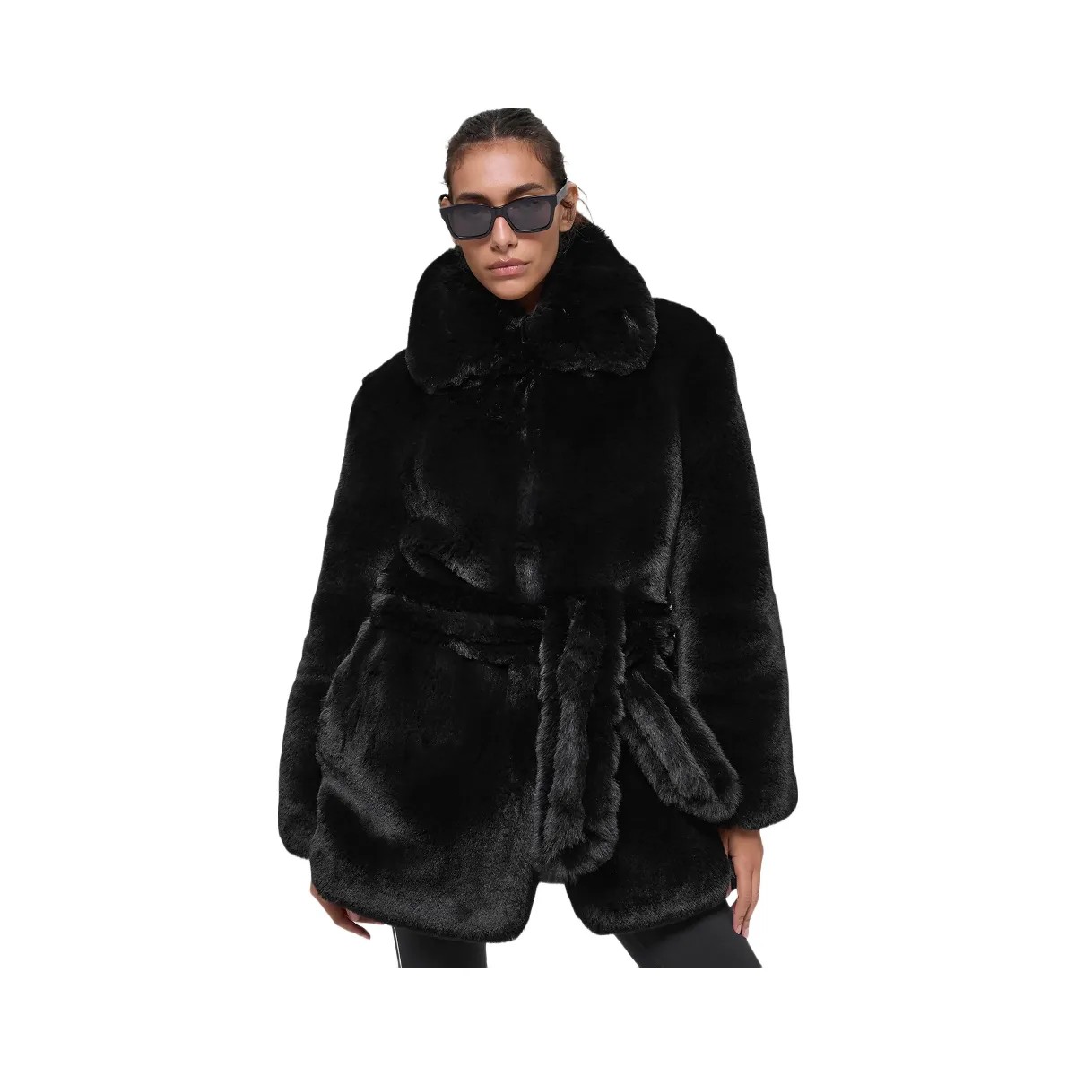 Alo Women's Faux Fur Starstruck Coat - Black - HypeFly India View 4