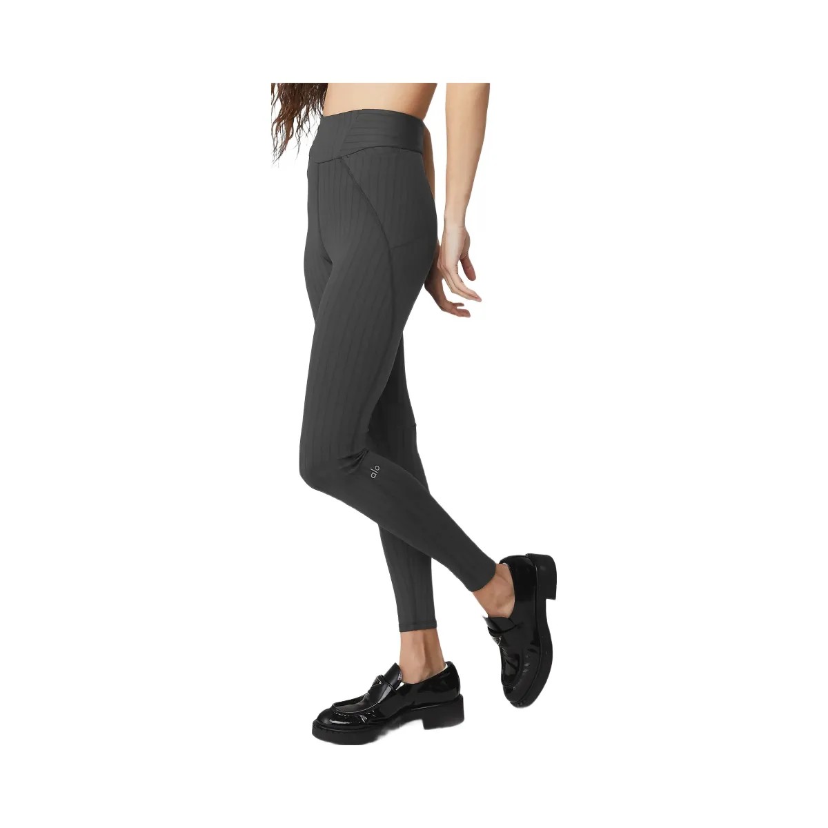 Alo Women's Pinstripe Jacquard Extreme High-Waist Legging - Anthracite/Black - HypeFly India View 3