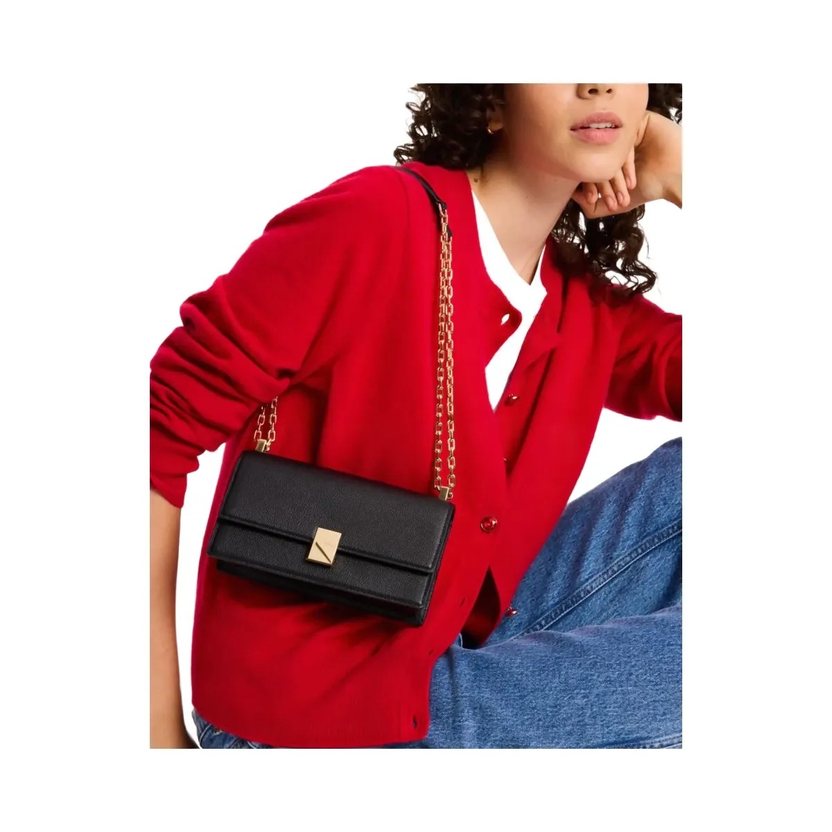 Kate Spade Deco Mini Flap Chain Crossbody Black - HypeFly India View 3