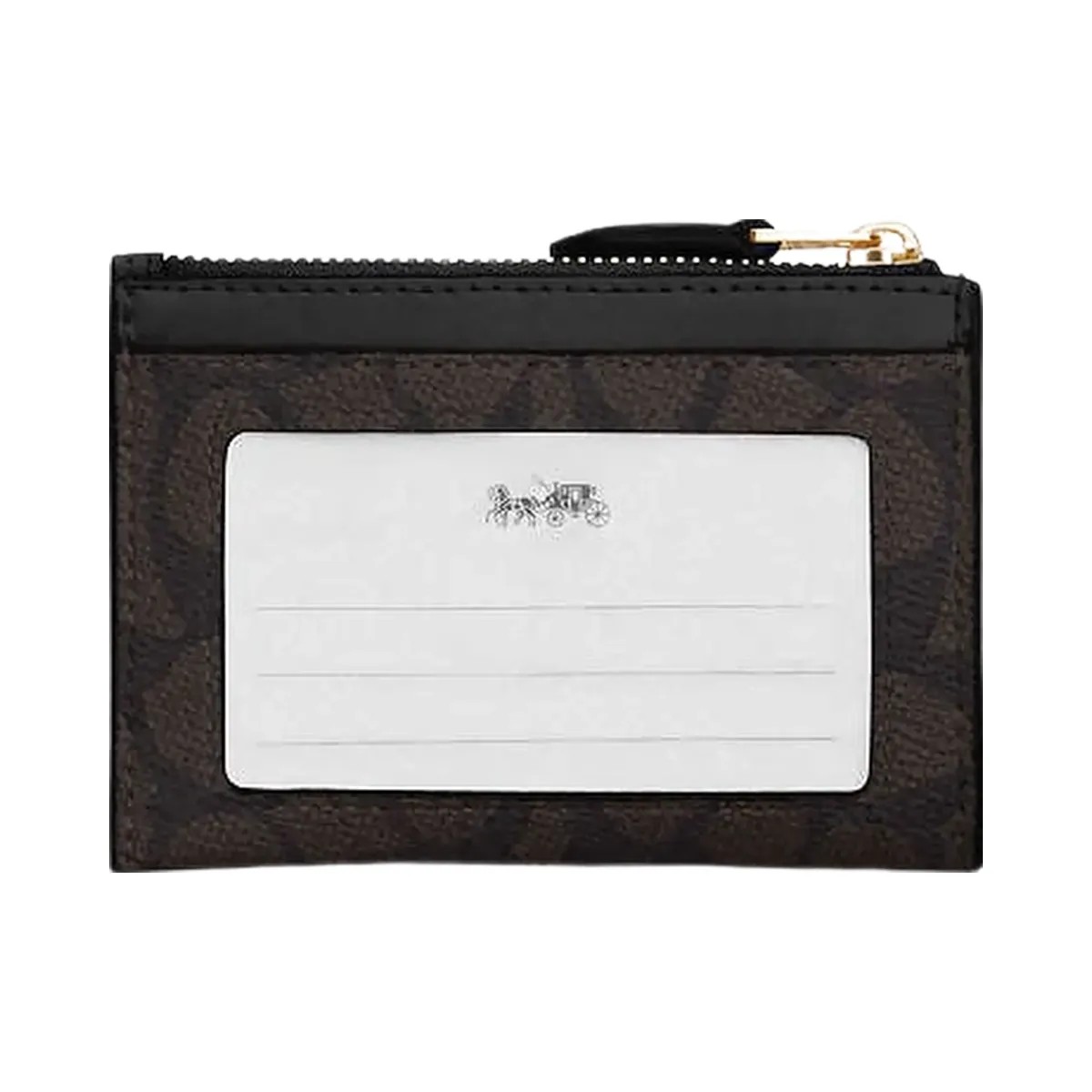Coach Mini Skinny Id Case In Signature Canvas Signature Canvas-Gold-Walnut-Black - HypeFly India View 2