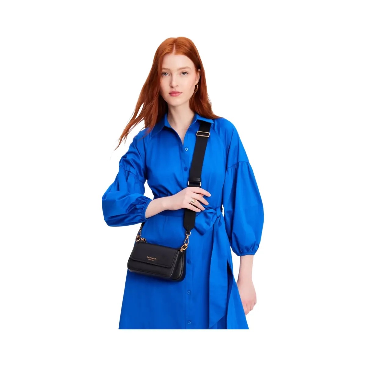 Kate Spade Double Up Pebbled Leather Crossbody Black - HypeFly India View 2
