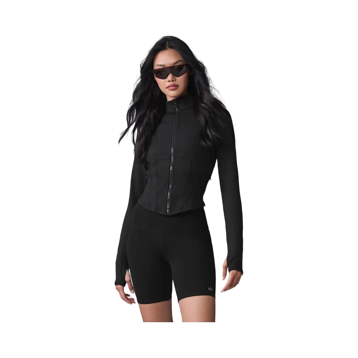 Alo Women's Airbrush Corset Full Zip Jacket - Black - HypeFly India View 1