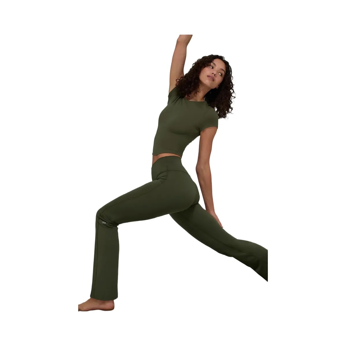 Alo Women's ALO Softsculpt High-Waist 7/8 Bootcut Legging - Green Olive - HypeFly India View 5