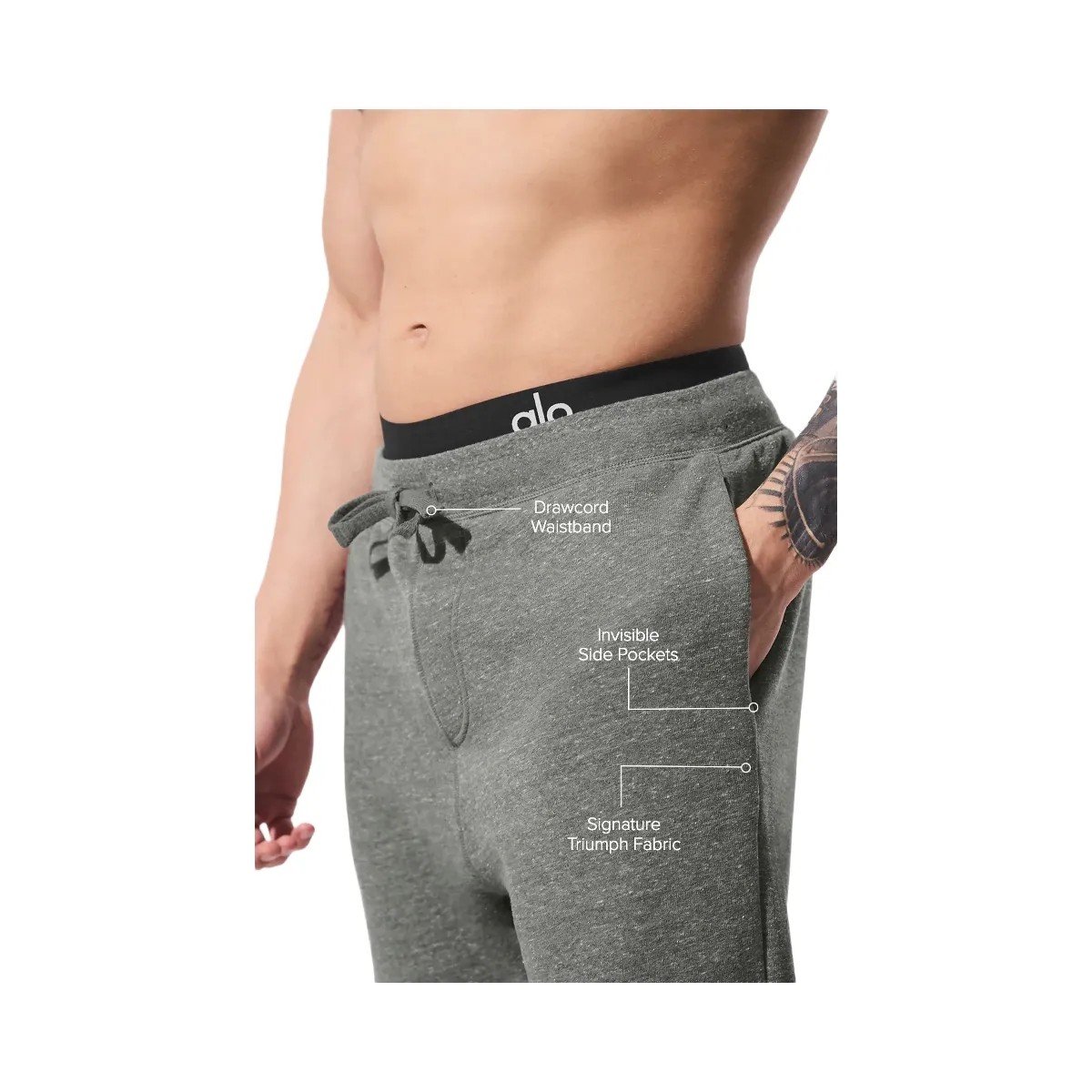 Alo Men's The Triumph Sweatpant - Grey Triblend - HypeFly India View 2