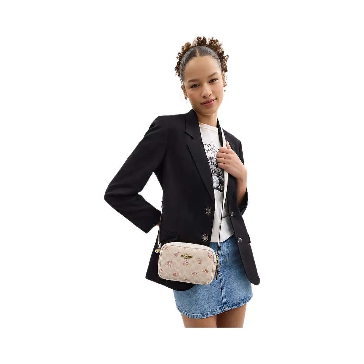 Coach Mini Jamie Camera Bag In Signature Canvas With Floral Print Gold-Sand Multi - HypeFly India View 2