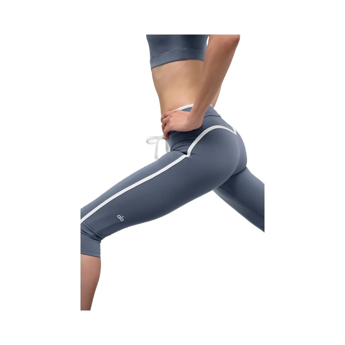Alo Women's Airbrush High-Waist Race Pace Capri - Bluestone/White - HypeFly India View 2