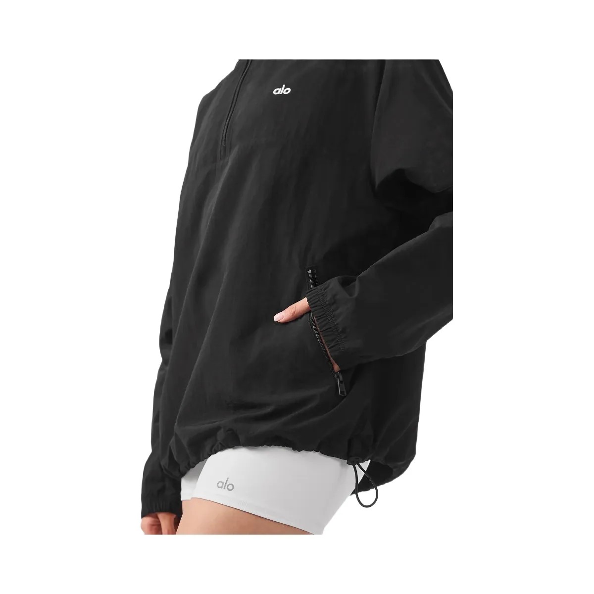 Alo Women's Light Weight Takeaway Track Pullover - Black - HypeFly India View 3