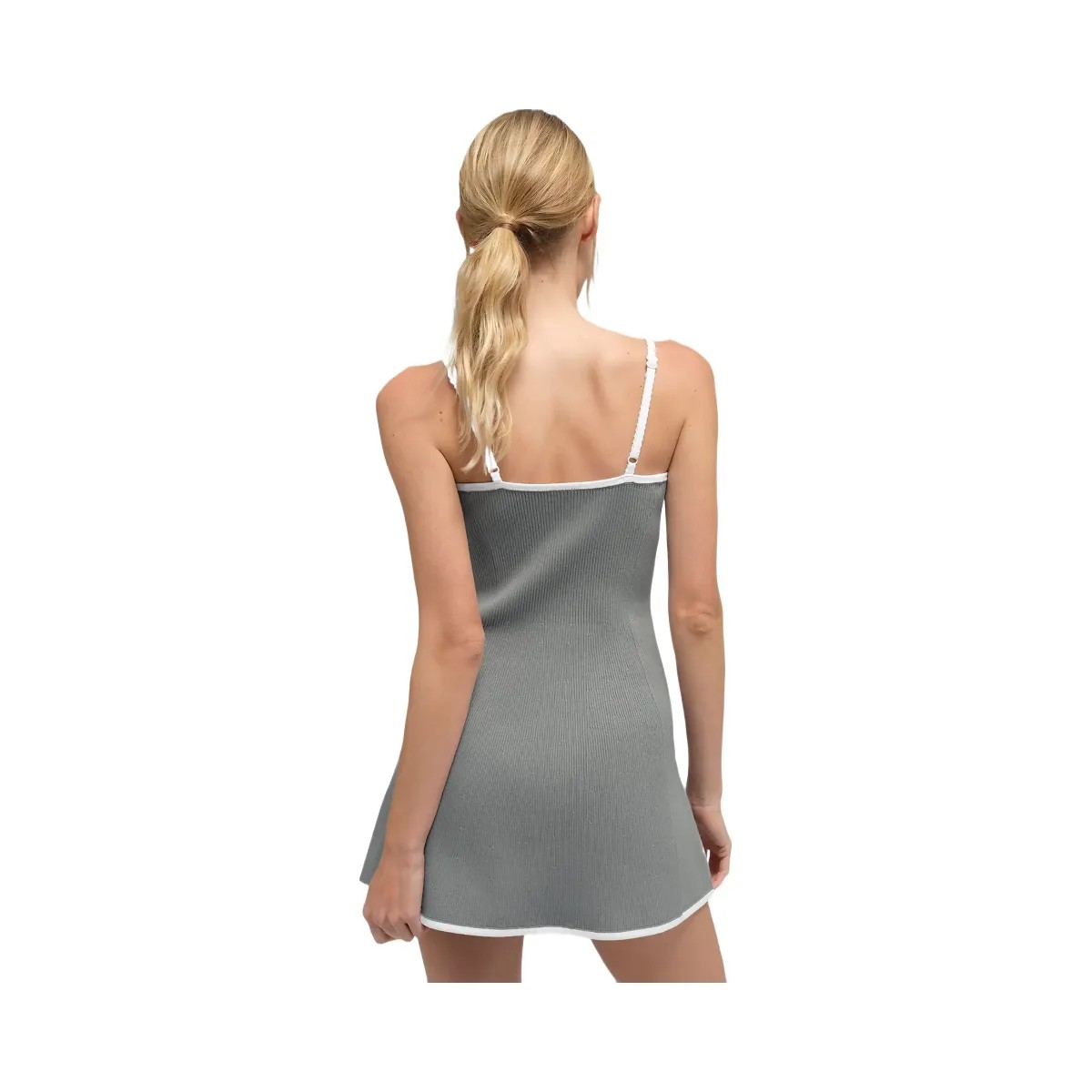 Alo Women's Ribbed Sweater Knit Highline Dress - Lunar Grey/White - HypeFly India View 2