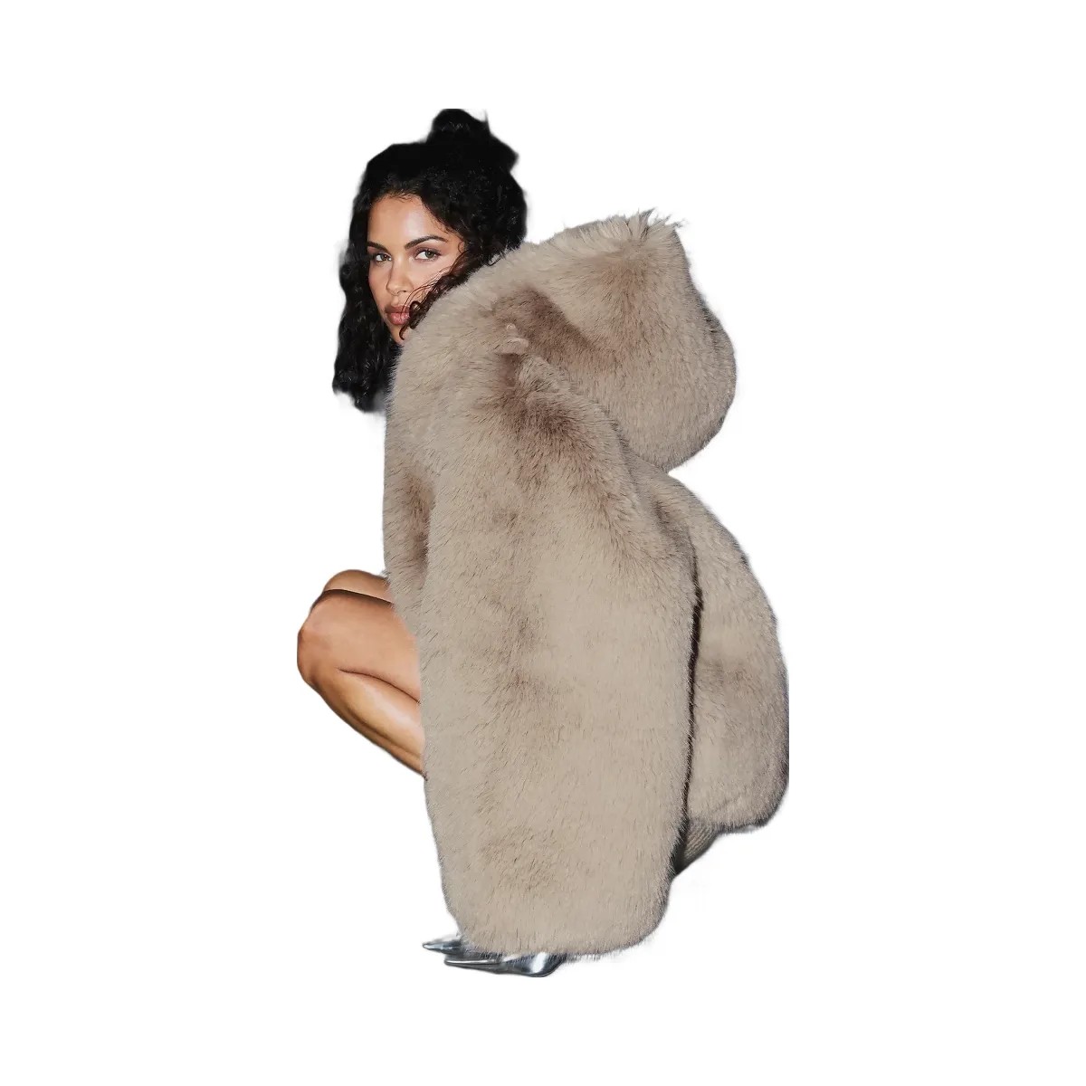 Alo Women's Opulent Faux Fur Statement Jacket - Oat - HypeFly India View 5