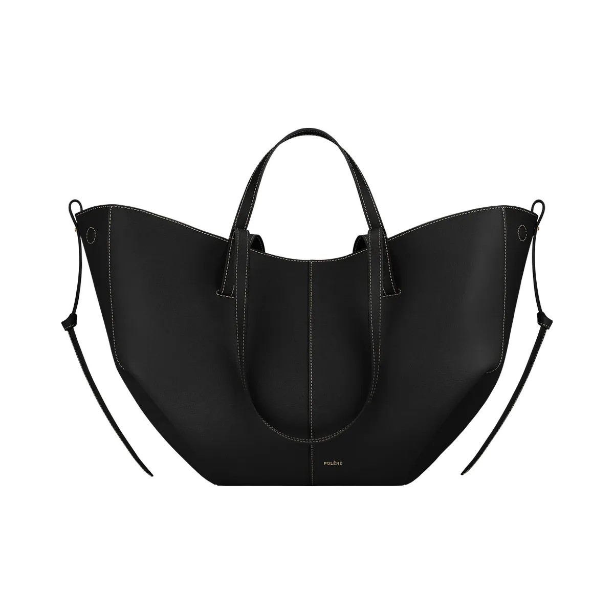Polene Cyme Textured Black with Ecru Stitching - HypeFly India View 1