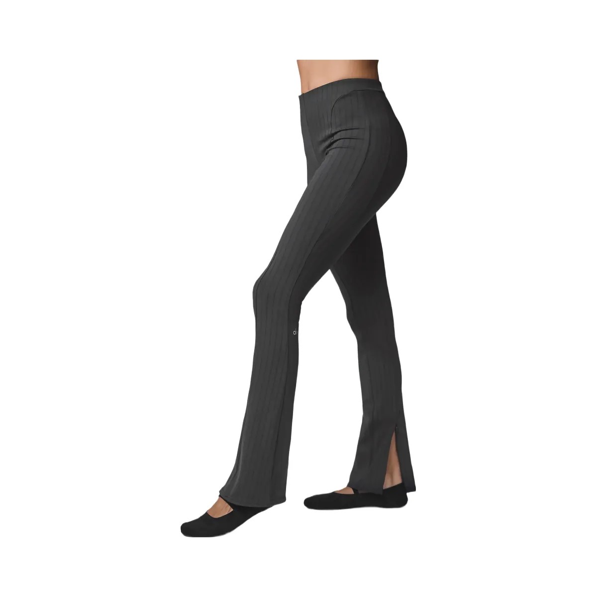 Alo Women's High-Waist Pinstripe Zip It Flare Legging - Anthracite/Black - HypeFly India View 1