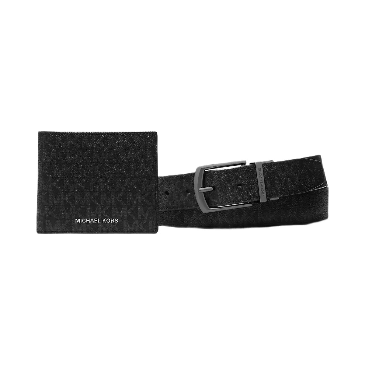 Michael Kors Signature Logo Billfold Wallet and Belt Gift Set Black - HypeFly India View 1