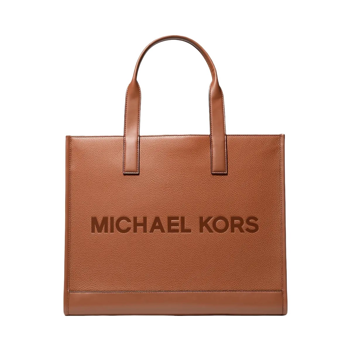 Michael Kors Cooper Logo Embossed Pebbled Leather Tote Bag Luggage - HypeFly India View 1