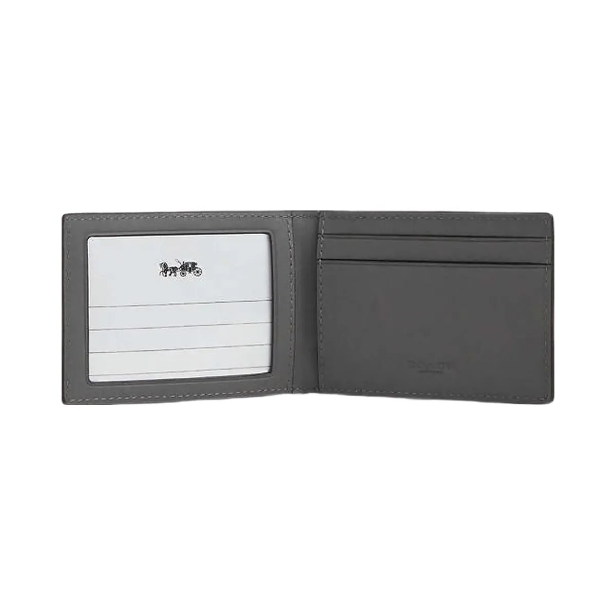 Coach Compact Billfold Wallet In Signature Leather Embossed Leather-Charcoal - HypeFly India View 4