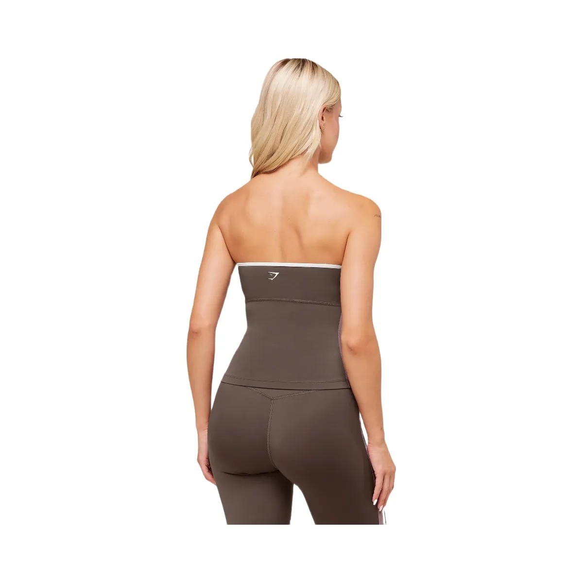 Gymshark Piping Bandeau With Shelf - Walnut Brown/Chestnut Pink/Soft White - HypeFly India View 2