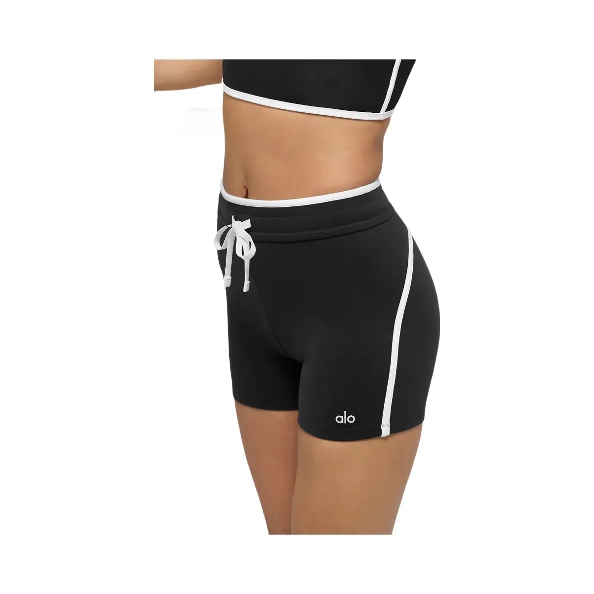Alo Women's 4" Airbrush High-Waist Race Pace Short - Black/White - HypeFly India View 2