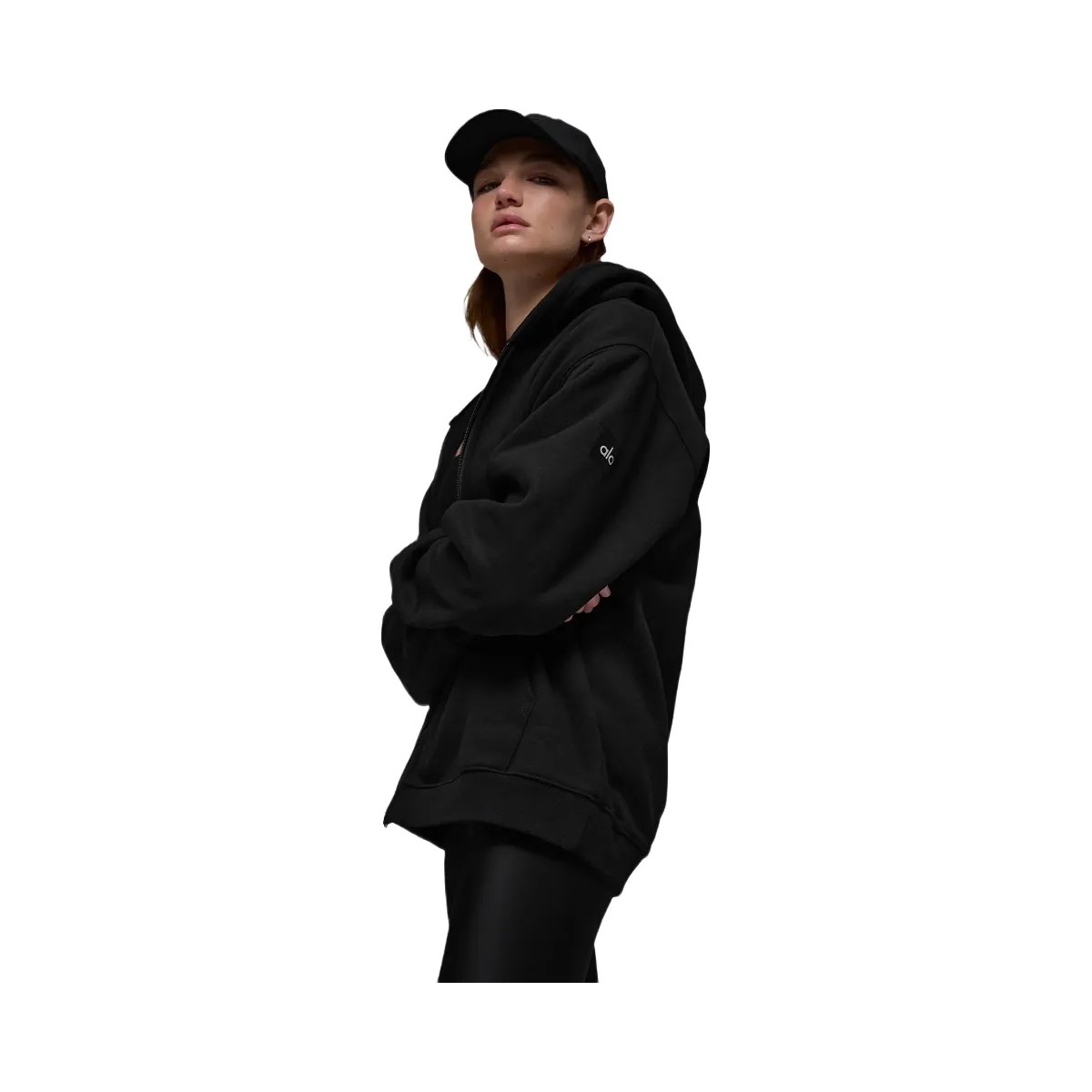 Alo Women's Renown Heavy Weight Full Zip Hoodie - Black - HypeFly India View 1