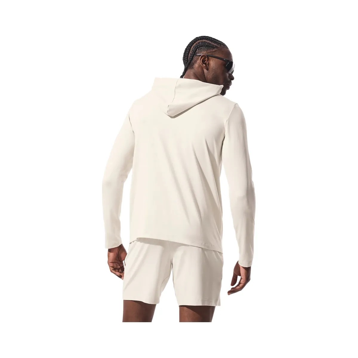 Alo Men's Conquer Reform Long Sleeve With Hood - Bone - HypeFly India View 3
