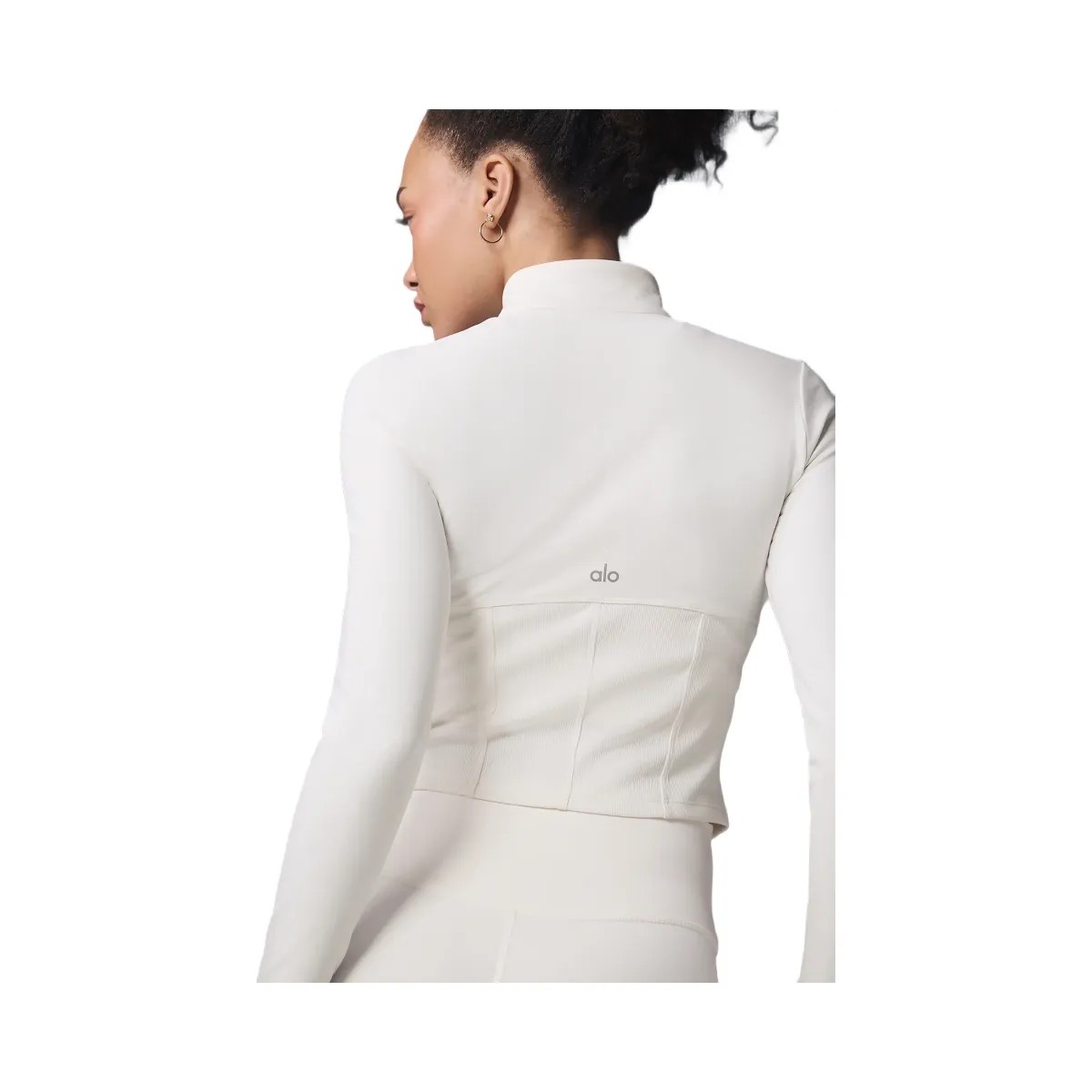 Alo Women's Airbrush Corset Full Zip Jacket - Ivory - HypeFly India View 3