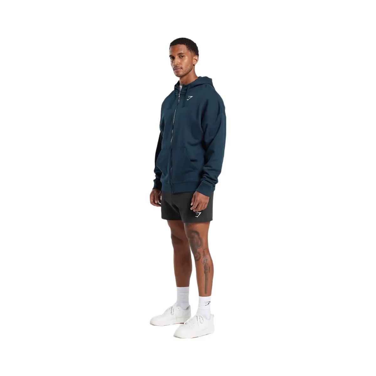 Gymshark Crest Oversized Zip Up Hoodie - Navy - HypeFly India View 4