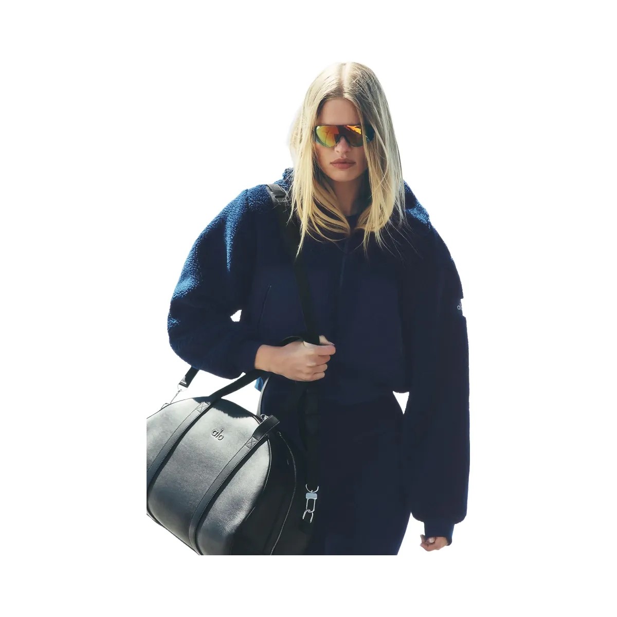 Alo Women's Sherpa Edge Bomber - Navy - HypeFly India View 4