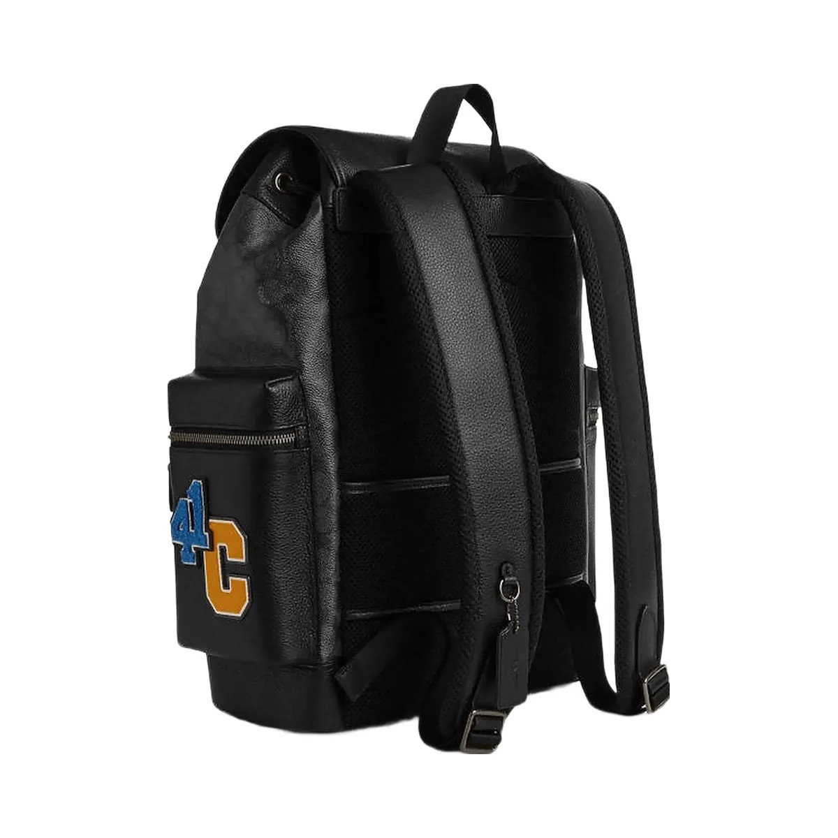 Coach Sprint Backpack In Signature Canvas With Patches Signature Canvas-Gunmetal-Charcoal Multi - HypeFly India View 3