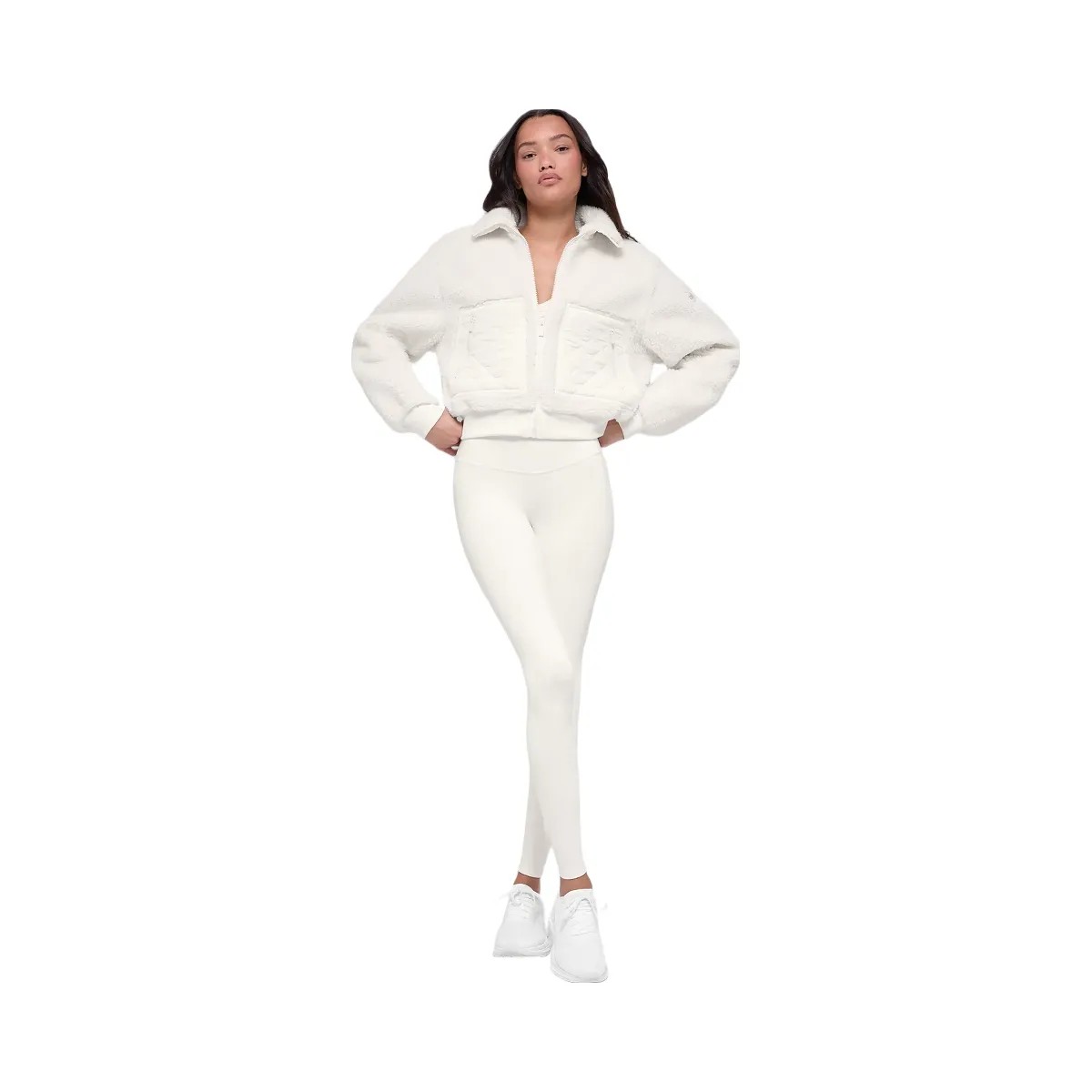 Alo Women's Sherpa Edge Bomber - Ivory - HypeFly India View 4