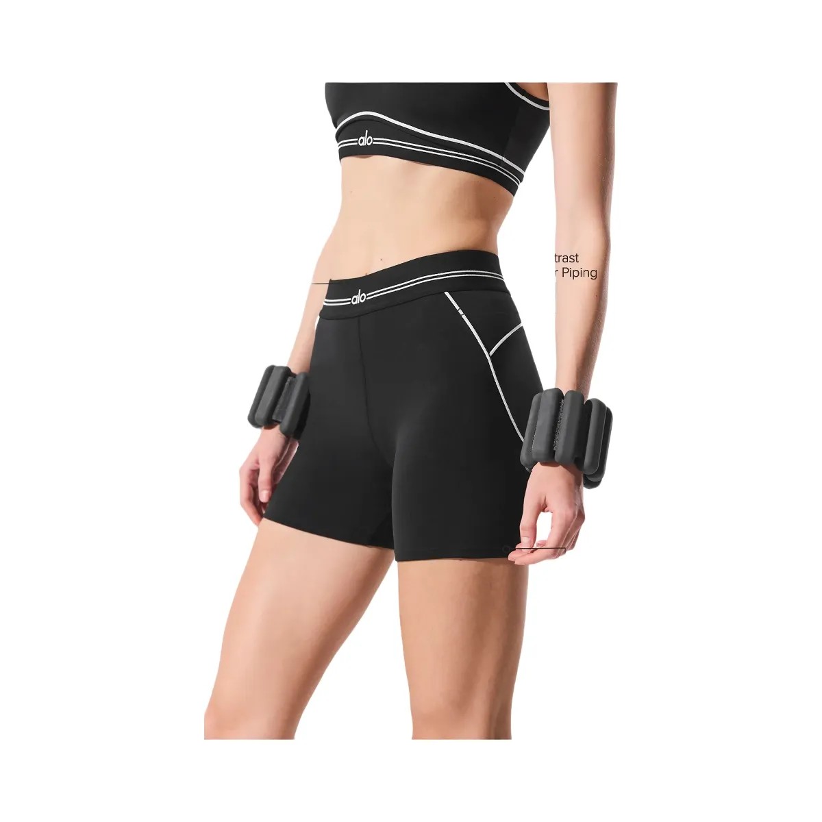 Alo Women's 4” Airbrush High-Waist Heart Throb Short - Black/White - HypeFly India View 2