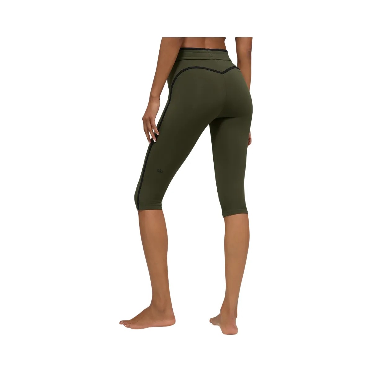 Alo Women's Airbrush High-Waist Race Pace Capri - Green Olive/Black - HypeFly India View 3