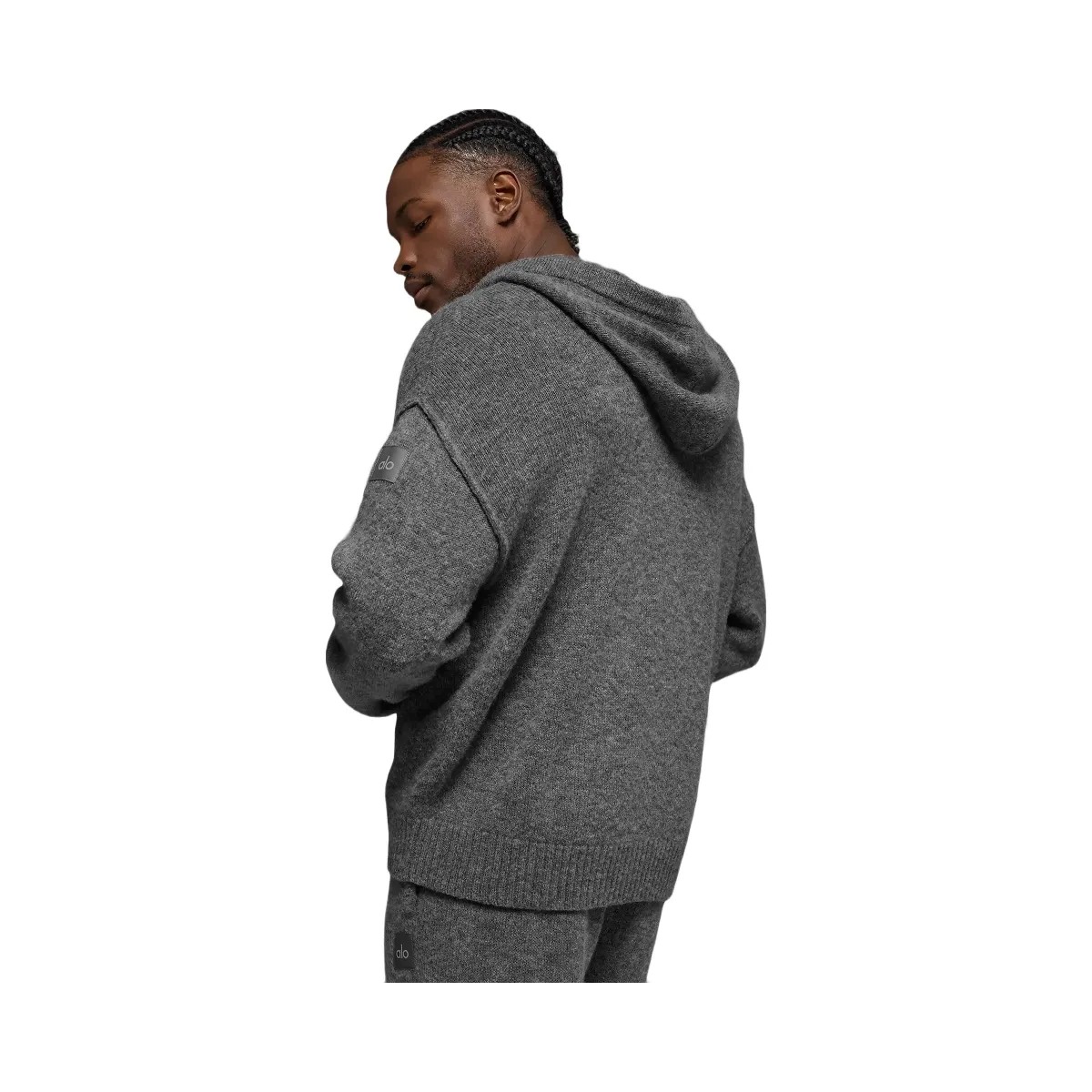 Alo Men's Wool Cashmere New Class Full Zip Hoodie - Platinum Grey - HypeFly India View 4