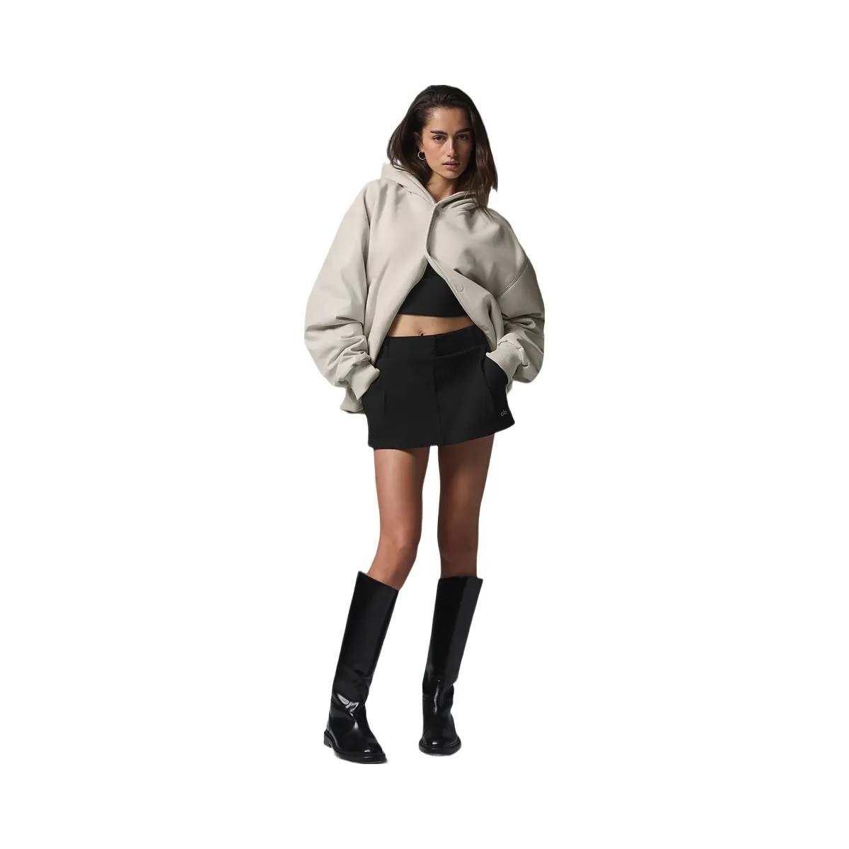 Alo Women's Select Hooded Bomber Jacket - Bone - HypeFly India View 3