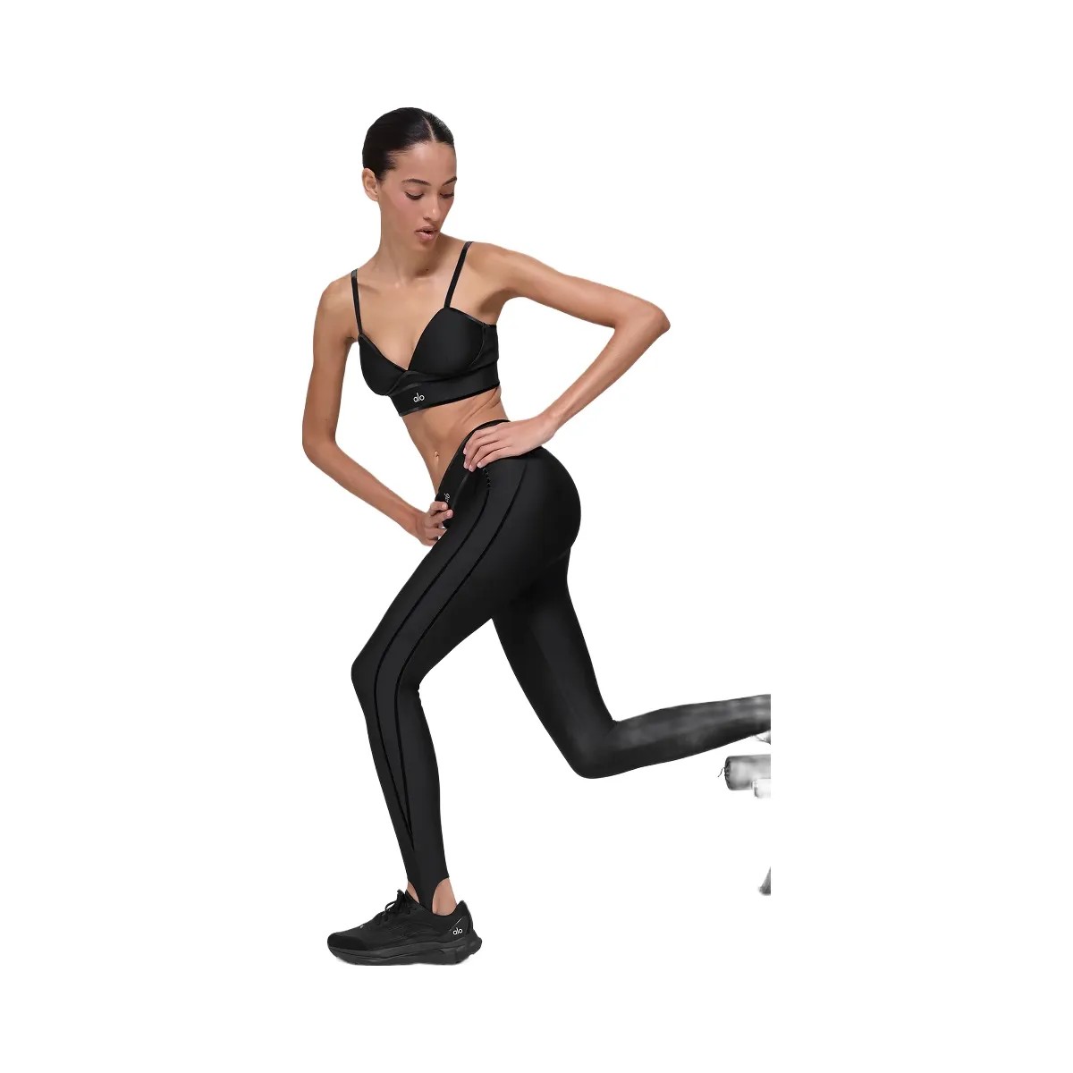Alo Women's Airlift High-Waist Love Language Stirrup Legging - Black - HypeFly India View 4