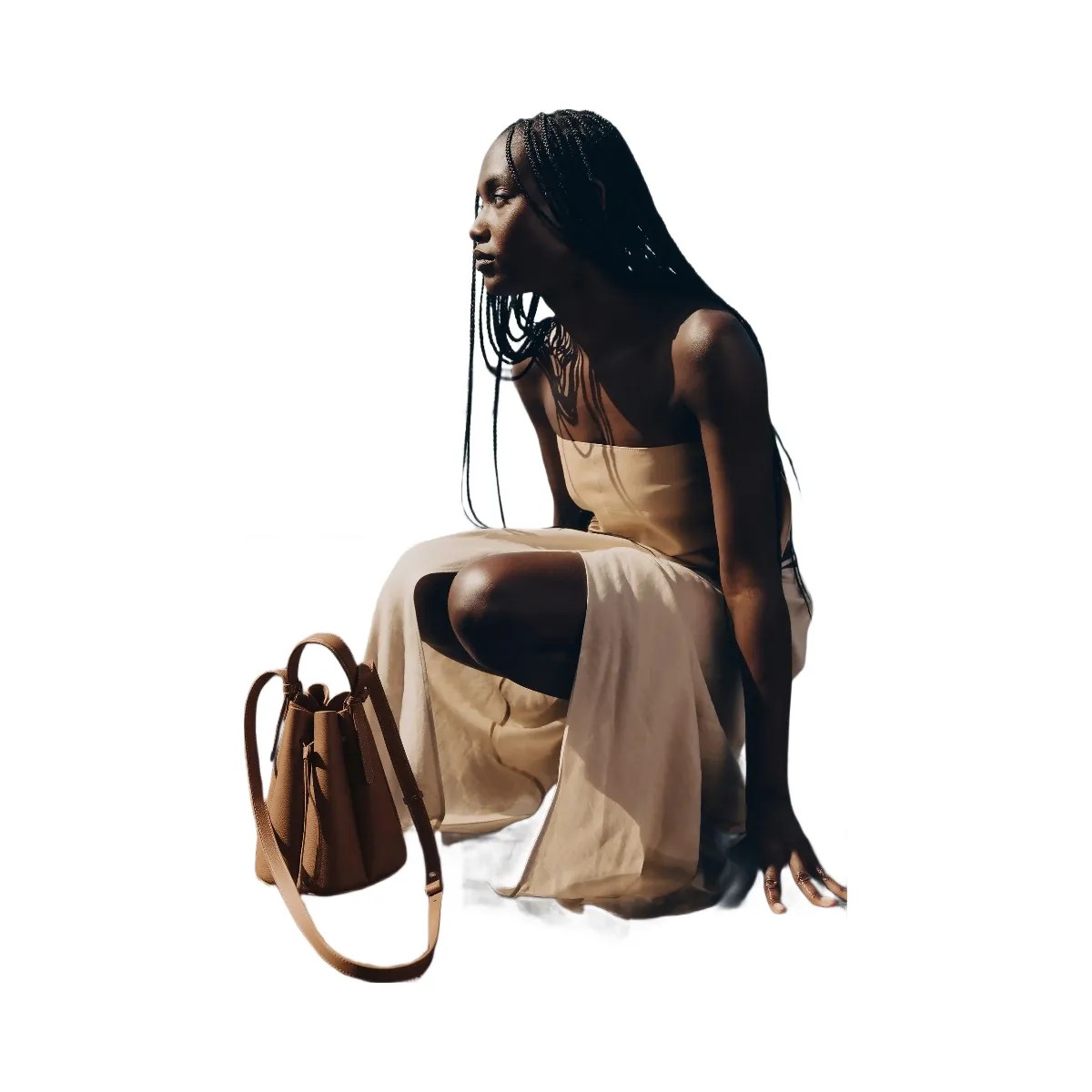 Polene Numero Huit Mini Textured Camel - HypeFly India View 5